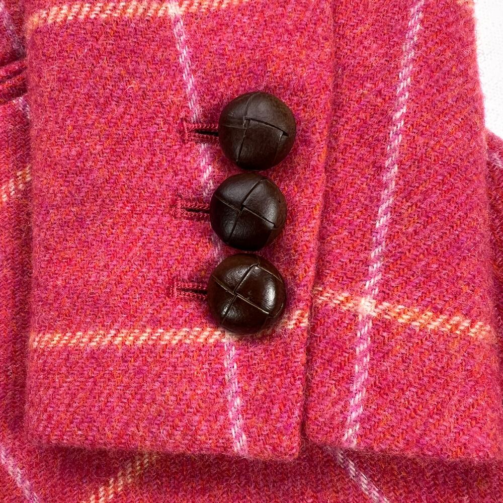 Talbots Aberdeen Shetland Wool Blend Blazer Pink Windowpane Size 4P - Picture 5 of 13